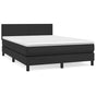 Box Spring Bed with Mattress Black 137x190 cm Full Faux Leather