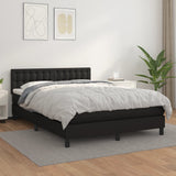 Box Spring Bed with Mattress Black 137x187 cm Double Size Faux Leather - Side View