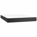 Box Spring Bed with Mattress Black 137x187 cm Double Size Faux Leather - 45-Degree Angle