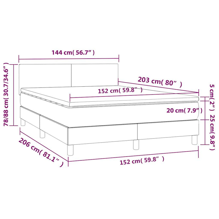 Box Spring Bed with Mattress Black 152x203 cm Queen Faux Leather