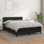 Box Spring Bed with Mattress Black 152x203 cm Queen Faux Leather