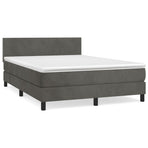 Box Spring Bed with Mattress Dark Grey 137x190 cm Full Velvet