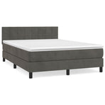 Box Spring Bed with Mattress Dark Grey 137x190 cm Full Velvet