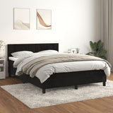 Box Spring Bed with Mattress Black 137x187 cm Double Size Velvet - Side View