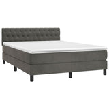 Box Spring Bed with Mattress Dark Grey 137x187 cm Double Size Velvet - Front View