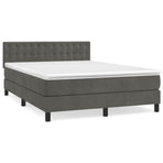 Box Spring Bed with Mattress Dark Grey 137x190 cm Full Velvet