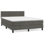 Box Spring Bed with Mattress Dark Grey 137x190 cm Full Velvet