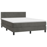 Box Spring Bed with Mattress Dark Grey 153x203 cm Queen Size Velvet - Front View