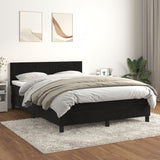 Box Spring Bed with Mattress Black 153x203 cm Queen Size Velvet - Side View