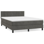 Box Spring Bed with Mattress Dark Grey 152x203 cm Queen Velvet