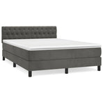 Box Spring Bed with Mattress Dark Grey 152x203 cm Queen Velvet