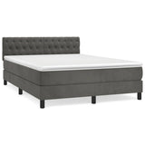 Box Spring Bed with Mattress Dark Grey 153x203 cm Queen Size Velvet