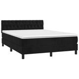 Box Spring Bed with Mattress Black 153x203 cm Queen Size Velvet - Front View