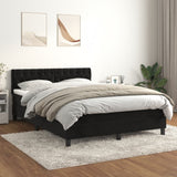 Box Spring Bed with Mattress Black 153x203 cm Queen Size Velvet - Side View
