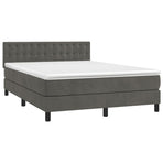 Box Spring Bed with Mattress Dark Grey 152x203 cm Queen Velvet