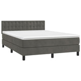 Box Spring Bed with Mattress Dark Grey 153x203 cm Queen Size Velvet - Front View