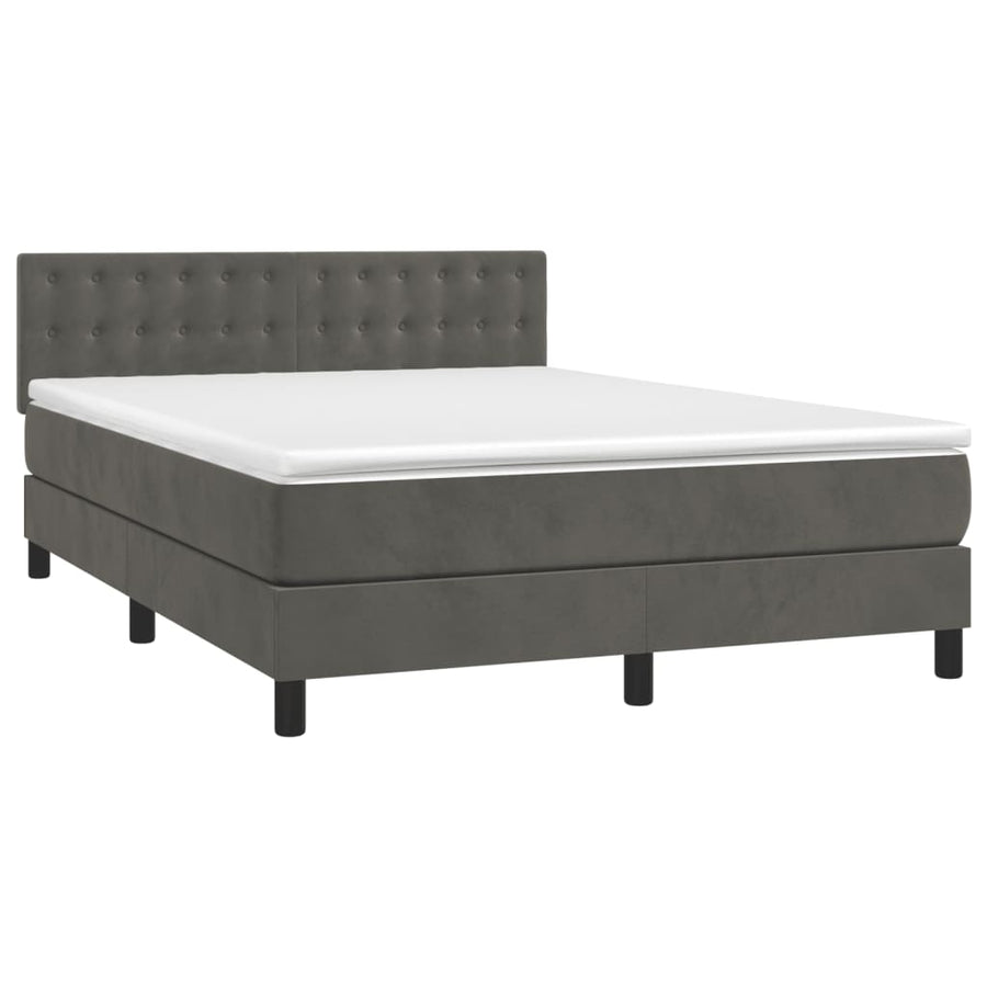 Box Spring Bed with Mattress Dark Grey 152x203 cm Queen Velvet