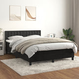 Box Spring Bed with Mattress Black 153x203 cm Queen Size Velvet - Side View