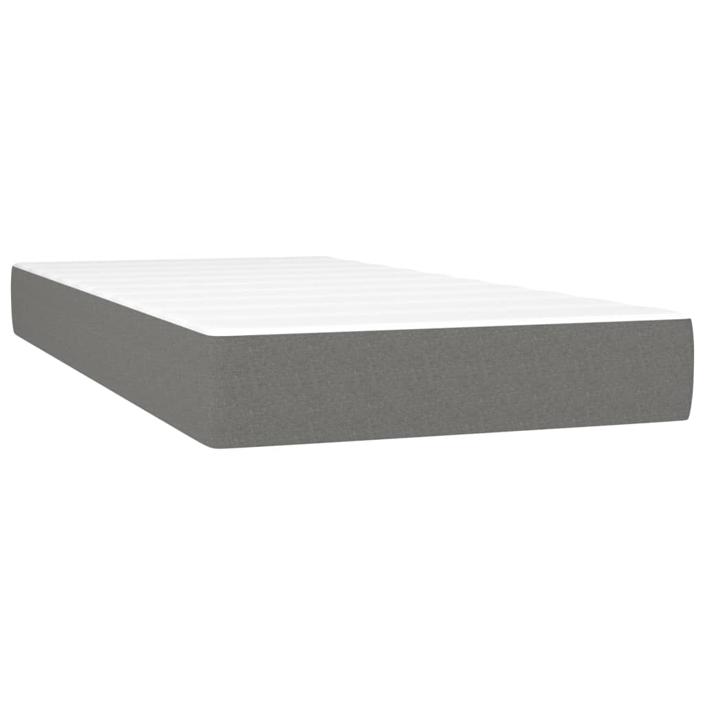 Box Spring Bed with Mattress Dark Grey 106x203 cm King Single Size Velvet