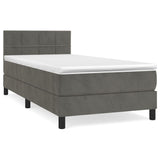 Box Spring Bed with Mattress Dark Grey 106x203 cm King Single Size Velvet