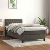 Box Spring Bed with Mattress Dark Grey 106x203 cm King Single Size Velvet - Side View