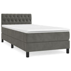 Box Spring Bed with Mattress Dark Grey 107x203 cm King Single Velvet