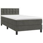 Box Spring Bed with Mattress Dark Grey 107x203 cm King Single Velvet
