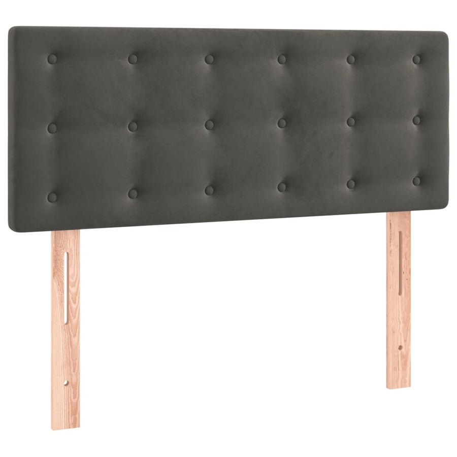 Box Spring Bed with Mattress Dark Grey 107x203 cm King Single Velvet