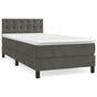Box Spring Bed with Mattress Dark Grey 107x203 cm King Single Velvet