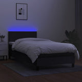 Box Spring Bed with Mattress&LED Black 106x203 cm King Single Size Fabric - Top-Down View