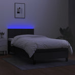Box Spring Bed with Mattress&LED Black 107x203 cm King Single Size Fabric