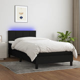 Box Spring Bed with Mattress&LED Black 106x203 cm King Single Size Fabric - Top-Down View