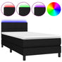 Box Spring Bed with Mattress&LED Black 107x203 cm King Single Size Fabric