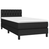 Box Spring Bed with Mattress&LED Black 106x203 cm King Single Size Fabric - Front View