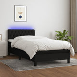 Box Spring Bed with Mattress&LED Black 106x203 cm King Single Size Fabric - Side View