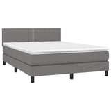 Box Spring Bed with Mattress&LED Dark Grey 137x187 cm Double Size Fabric - Side View