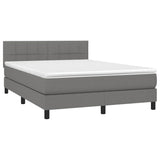 Box Spring Bed with Mattress&LED Dark Grey 137x187 cm Double Size Fabric - Side View