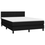 Box Spring Bed with Mattress&LED Black 137x190 cm Full Fabric - Front View