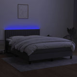 Box Spring Bed with Mattress&LED Dark Grey 137x187 cm Double Size Fabric - 45-Degree Angle