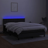 Box Spring Bed with Mattress&LED Black 137x190 cm Full Fabric