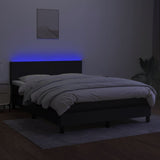 Box Spring Bed with Mattress&LED Black 152x203 cm Queen Fabric - Top-Down View