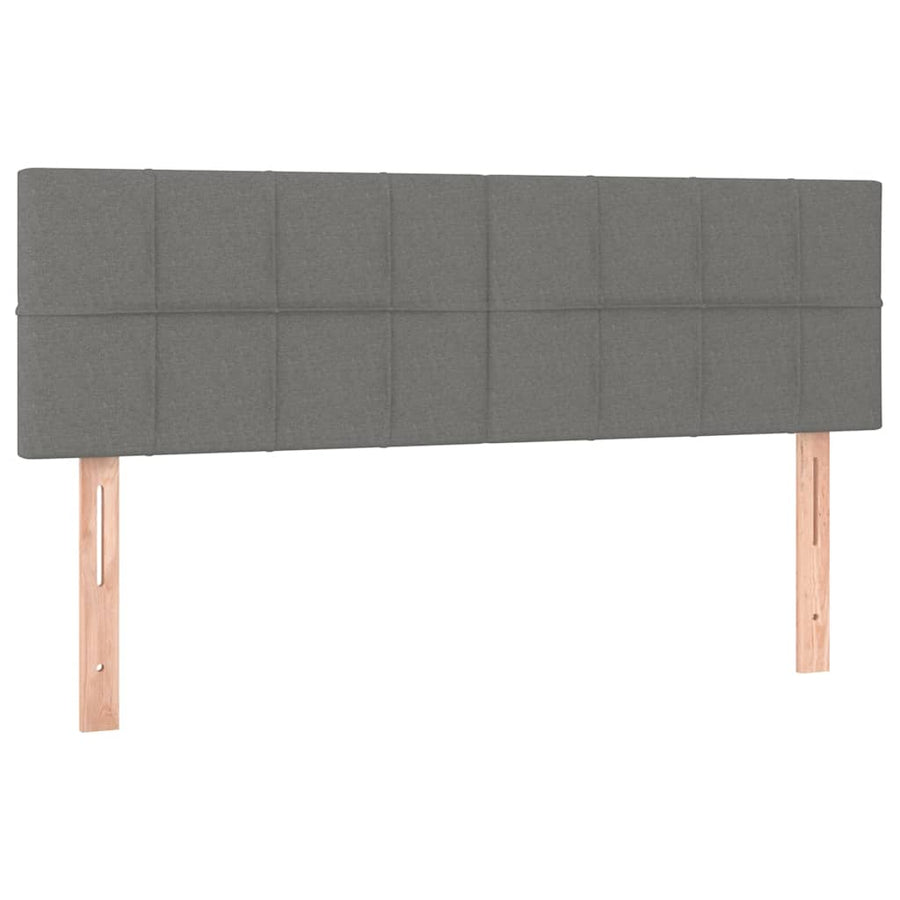 Box Spring Bed with Mattress&LED Dark Grey 152x203 cm Fabric