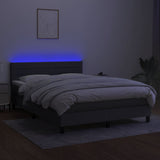 Box Spring Bed with Mattress&LED Dark Grey 153x203 cm Queen Size Fabric - Top-Down View