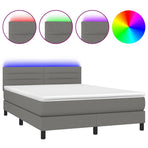 Box Spring Bed with Mattress&LED Dark Grey 152x203 cm Fabric
