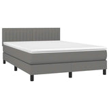 Box Spring Bed with Mattress&LED Dark Grey 153x203 cm Queen Size Fabric - Side View