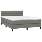Box Spring Bed with Mattress&LED Dark Grey 152x203 cm Fabric