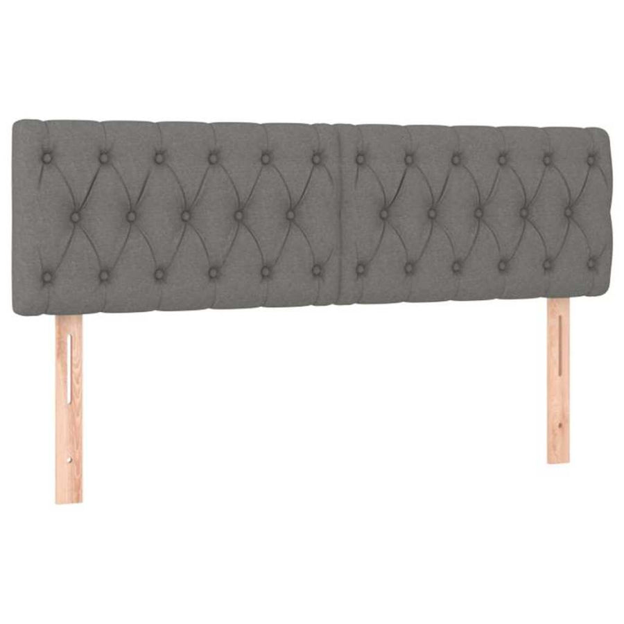 Box Spring Bed with Mattress&LED Dark Grey 152x203 cm Fabric