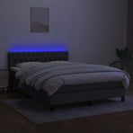 Box Spring Bed with Mattress&LED Dark Grey 152x203 cm Fabric