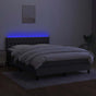 Box Spring Bed with Mattress&LED Dark Grey 152x203 cm Fabric
