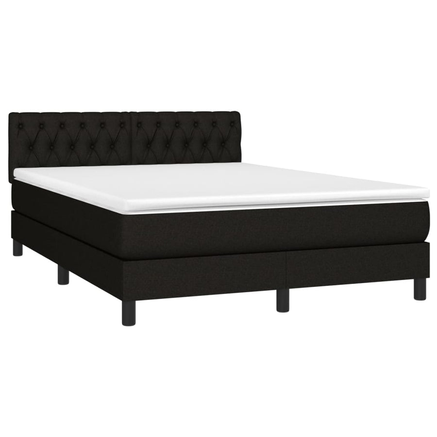 Box Spring Bed with Mattress&LED Black 152x203 cm Queen Fabric